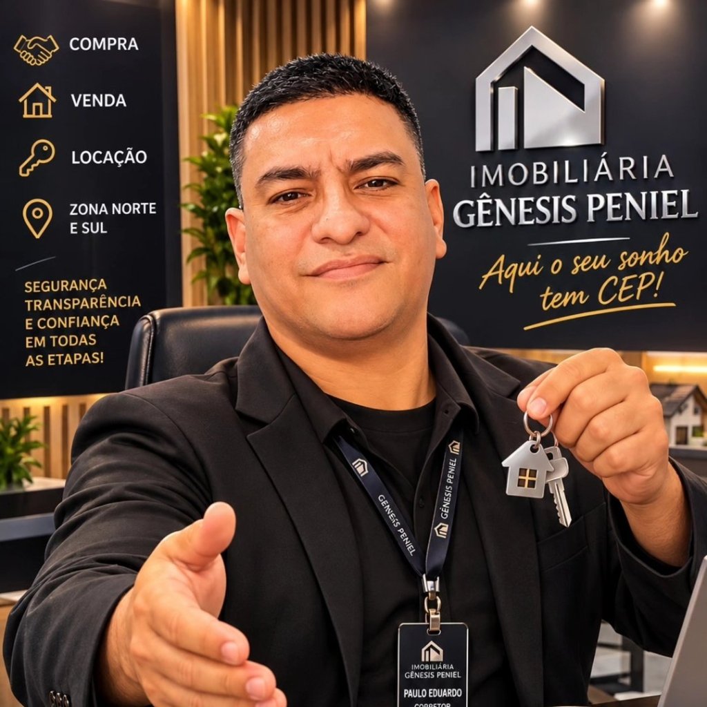 Paulo Eduardo, Corretor de Imóveis, segurando as chaves de um imóvel